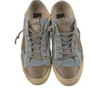 Golden Goose Blue & Grey Canvas Sneakers Size 8 IT 38